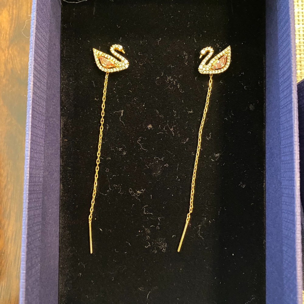 Swarovski Rose Gold Swan earrings